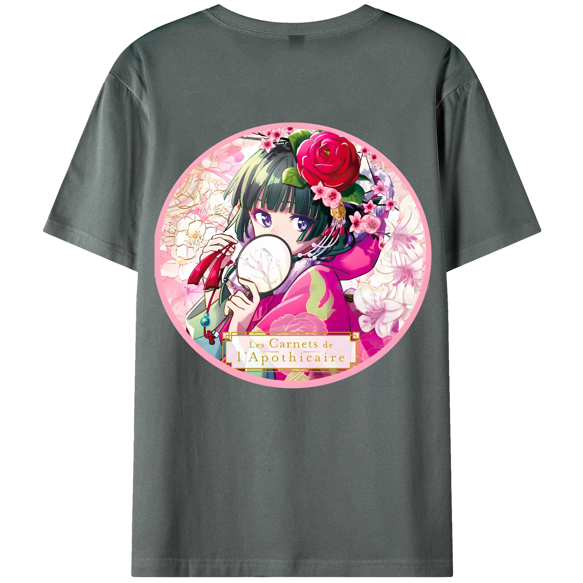 （画像用） 薬屋のひとりごと The Apothecary Diaries 綿100％ メンズ半袖Tシャツ（バックプリント） 通気性